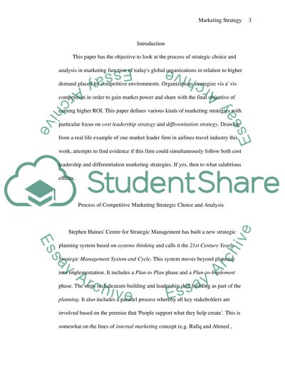 Various marketing strategies