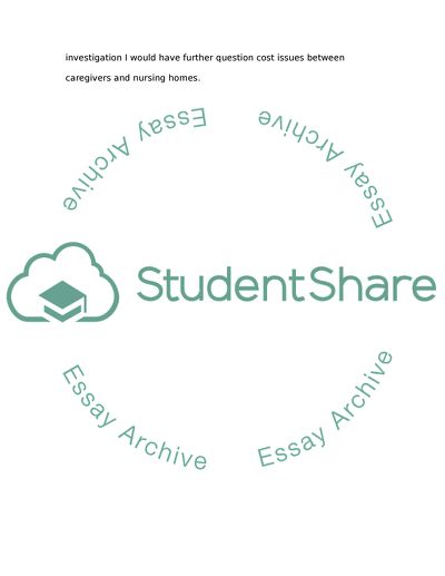 Keeping the elderly in their home vs nursing home placement