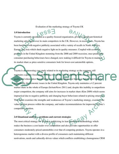 The Marketing Strategy of Toyota UK
