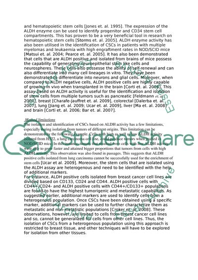 Current methods for Cancer Stem Cell characterisation and isolation