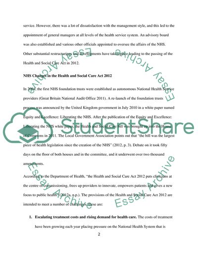 The National Health Service of the United Kingdom