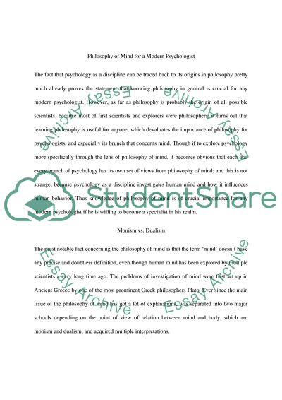 Philosophy of Mind for a Modern Psychologist