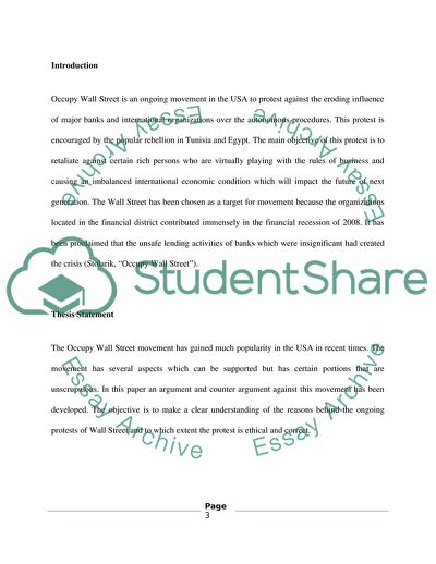 Analysis of the Occupy Wall Street Protests