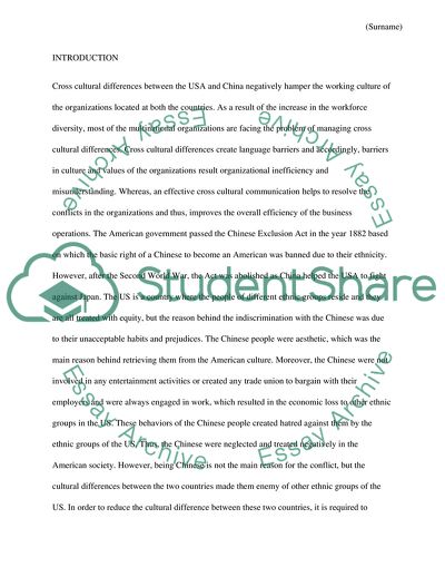 Cross-Cultural Differences between the USA and China