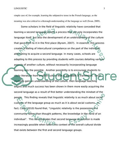 Linguistic Relativity and Second Language Acquisition