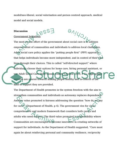 Social Care Policy Agenda and How Impacts on Future Social Work Provision