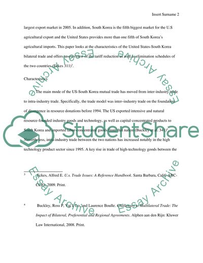 Trade Pattern between developed(the U.S.) and developing(South Korea) countries