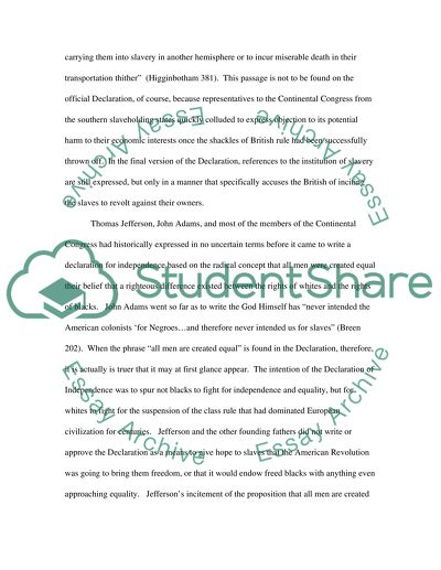 Slavery in American and the Declaration of Independence