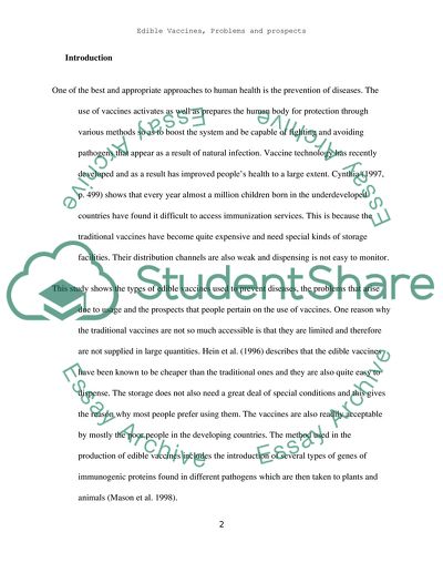 Plant Candidates for Production of Edible Vaccines