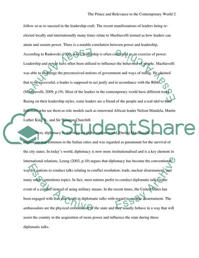 Machiavellis The Prince and Relevance to the Contemporary World