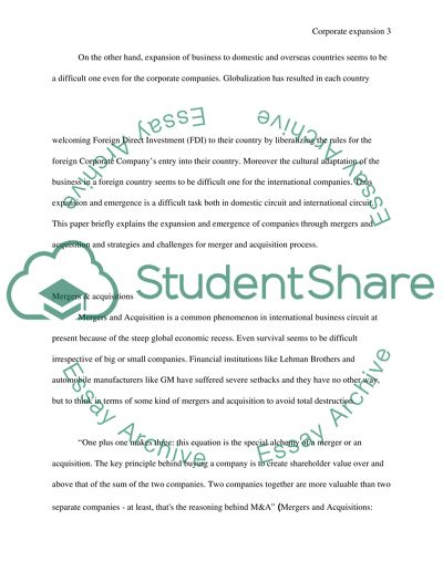 Motives of and challenges for the corporate expansion and emergence