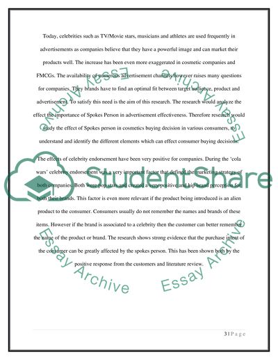 The Advertisement Spokespersons and Consumers Purchase Intention