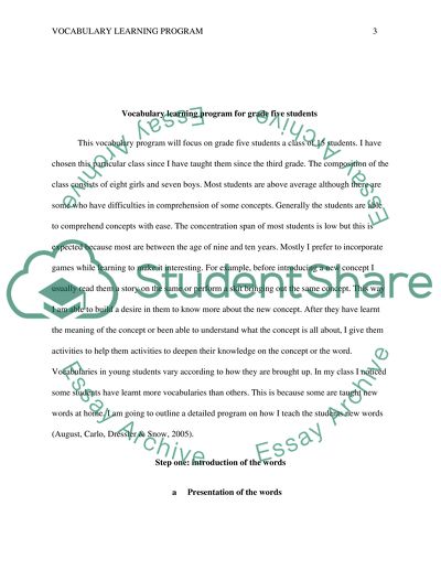 Vocabulary learning program