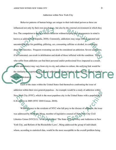 Analysis of the Addiction within New York City