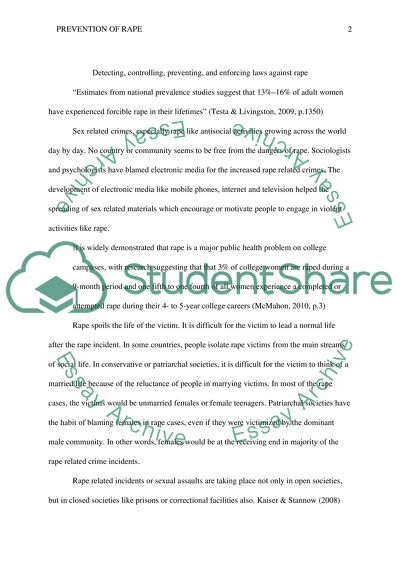 Detection, Control And Prevention Of Rape