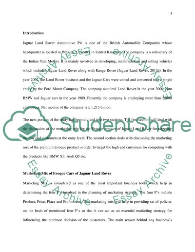 Marketing Mix of Evoque Cars of Jaguar Land Rover