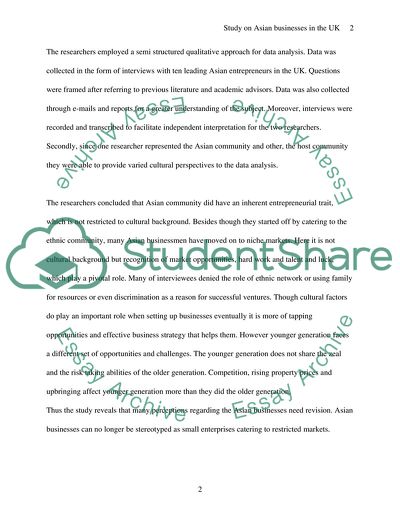 Article Synopsis: The Practices of Leading Asian Entrepreneurs in the UK by Chaudhry and Crick