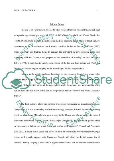 Googles E-library - Four Fair Use Factors