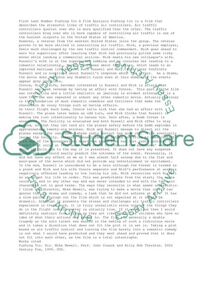 Pushing Tin - Film Analysis