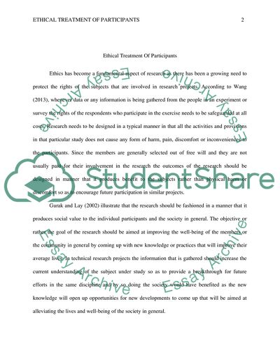 Ethical Treatment of Participants