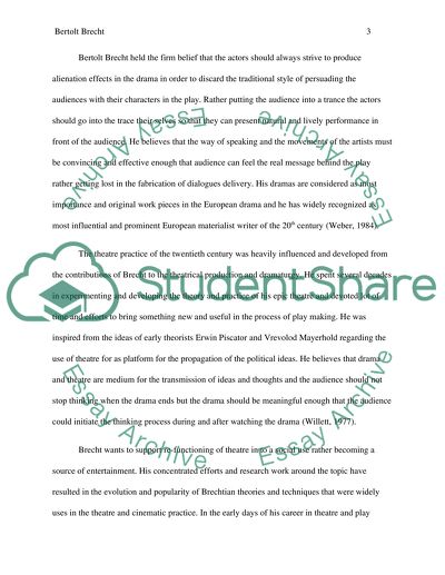 Bertolt Brecht Contribution to Modernist Theatre