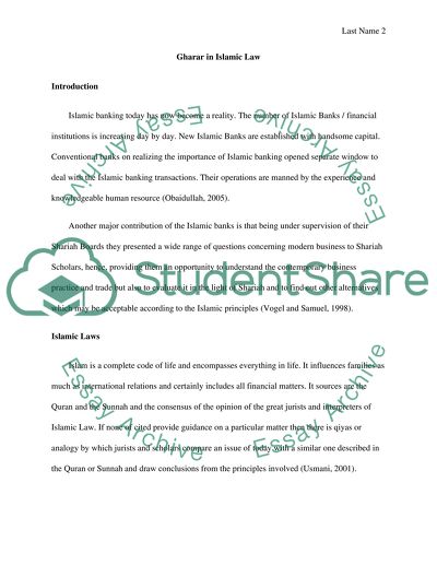 Gharar in Islamic Law