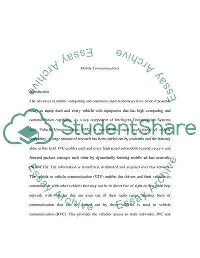 Mobile Computing and Inter-Vehicle Communication