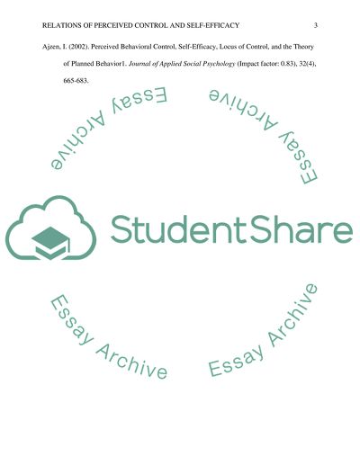 How does perceived control relate to self efficacy