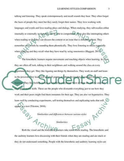 Learning Styles Comparison