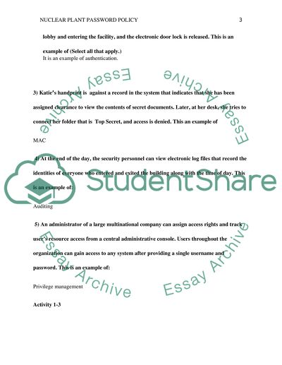 Nuclear Plant Password Policy