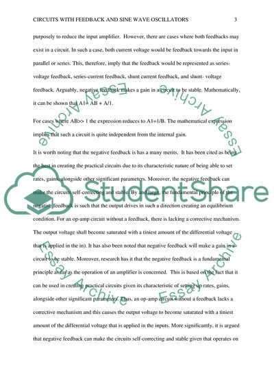 Circuits with Feedback and Oscillators