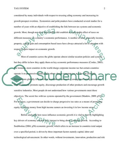 Tax System Contribution to Economic Growth
