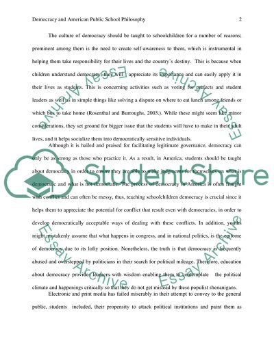 Democracy and American Public School Philosophy
