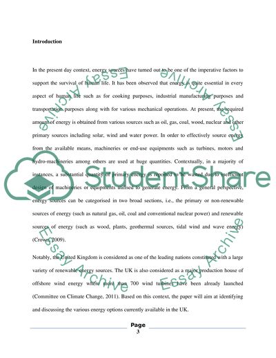 The Main Energy Options in the UK