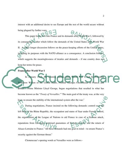 Demands for Peace: France after WWI and United States after WWII