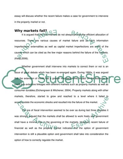 Extent to Which Property Market Failure Give a Case for Public Intervention