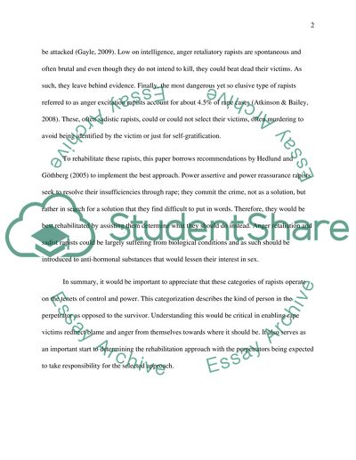 Types of Rapists and Their Rehabilitation