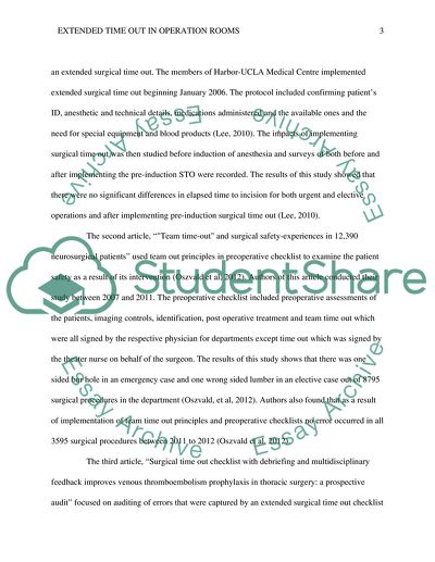 Extended Time Out in Operation Rooms