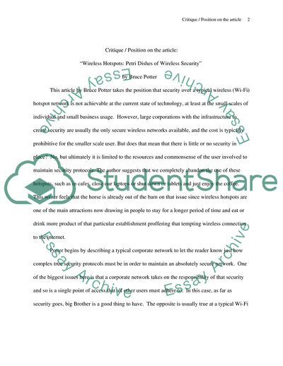 Security over a Typical Wireless