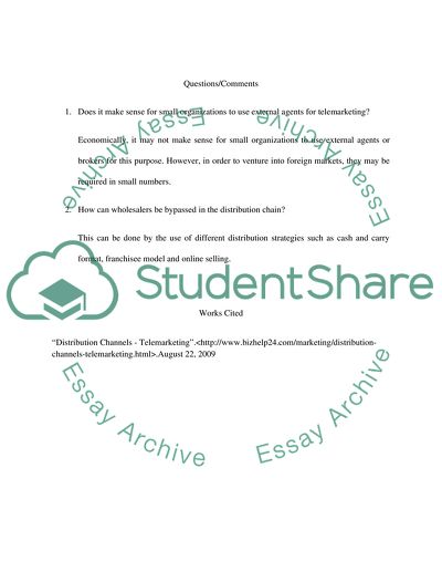 Distribution Channels - Telemarketing