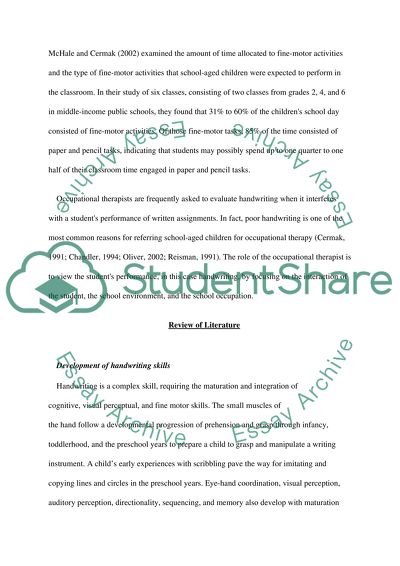 Development of hndwriting skills