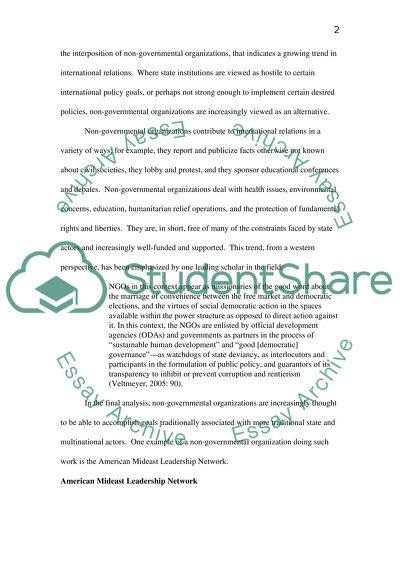 The American Mideast Leadership Network: An Internationally-Oriented Non-Governmental Organization