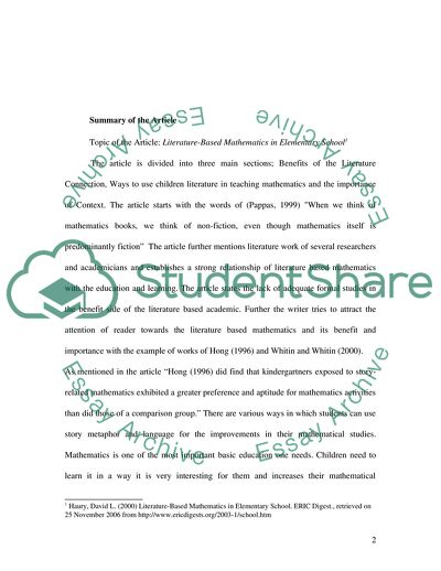 A critique on a Math article