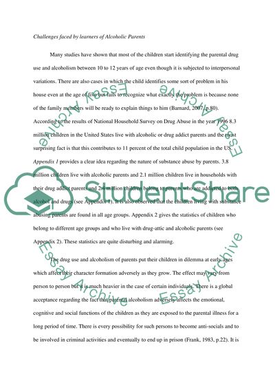How alcoholic and drug-attic parents effects a students learner, and what is there outcome in life