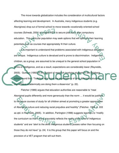 An Analysis of a VET-in School Program for Indigenous Students