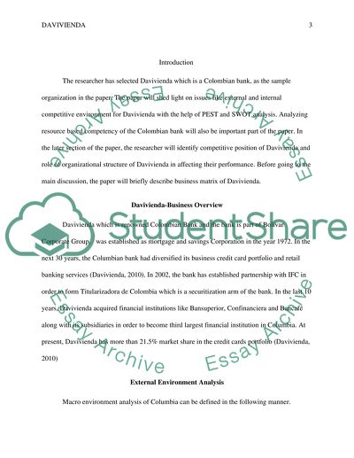 Organizational Structure and Performance of Davivienda