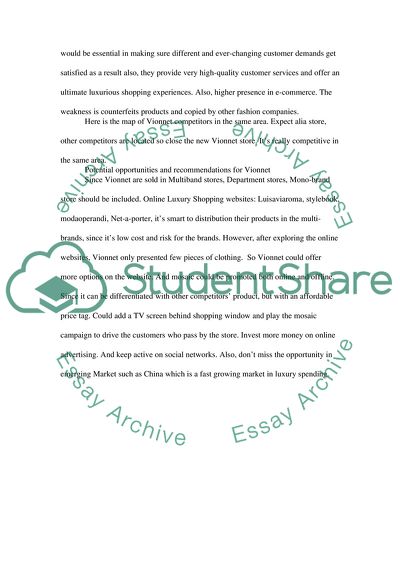 Vionnet: Strengths, Weaknesses, Opportunities, Threats