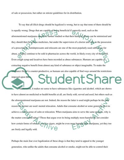 Should illicit drugs be legalized