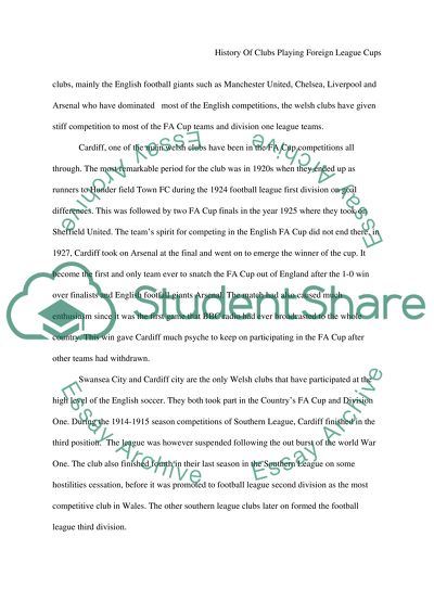 History of Clubs Playing Foreign League Cups