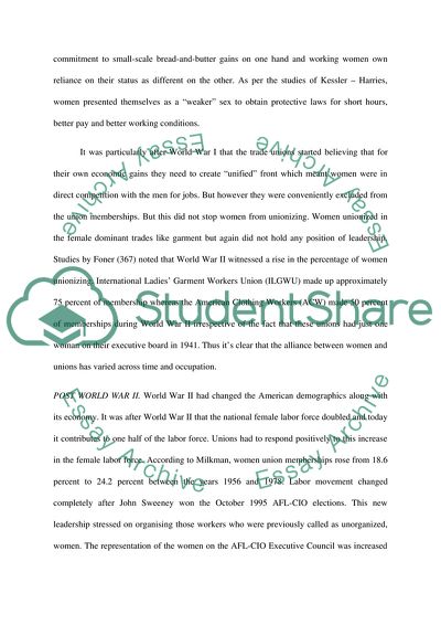 The History of Relationship between the Women and the Unions